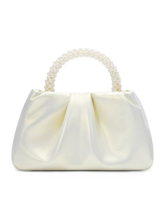 Handbags - Evening Bags Pearl Clutch Purse Soft Leather Ruched Crossbody Handbag Wedding